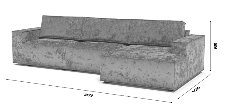 Угловой диван с оттоманкой Лофт 357х159х93 (Ремни/Еврокнижка) в Ярославле - изображение 8