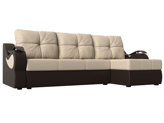 Угловой диван Меркурий, Бежевый/коричневый (экокожа) в Ярославле - изображение