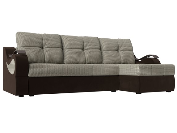 Угловой диван Меркурий, Корфу 02 (рогожка)/коричневый (вельвет) в Ярославле - изображение