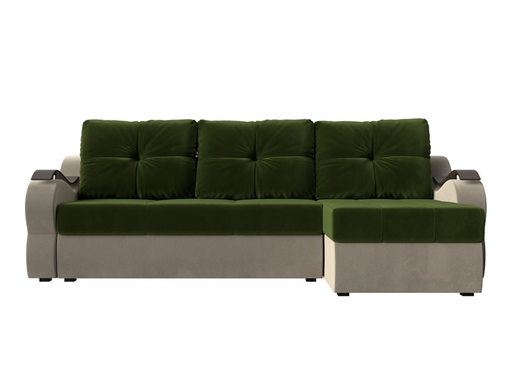 Угловой диван Меркурий, Зеленый/бежевый (вельвет) в Ярославле - изображение 1