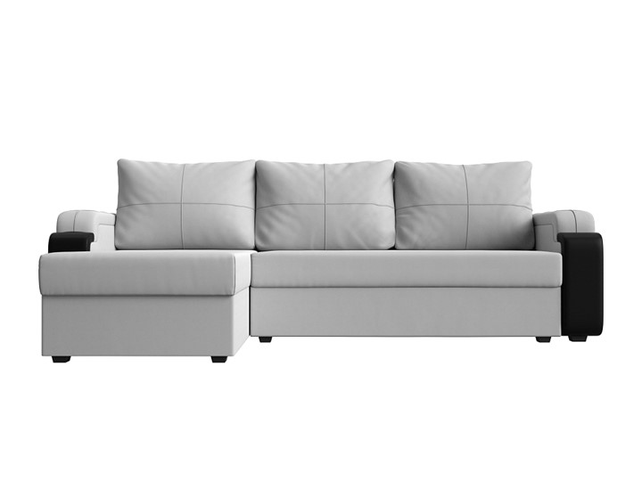 Угловой раскладной диван Николь лайт, Белый/Черный (экокожа) в Ярославле - изображение 1