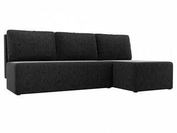 Угловой диван с оттоманкой Поло, Черный (микровельвет) в Ярославле