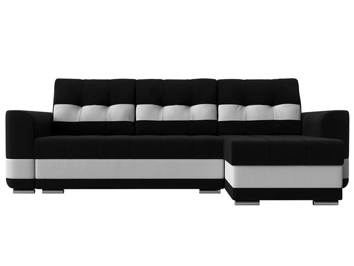 Угловой диван Честер, Черный/белый (вельвет/экокожа) в Ярославле - изображение 1