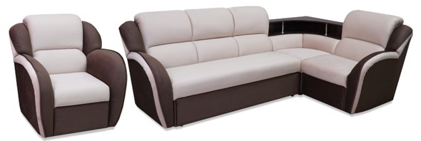 Угловой диван Соня-14 с полкой и креслом в Ярославле - изображение