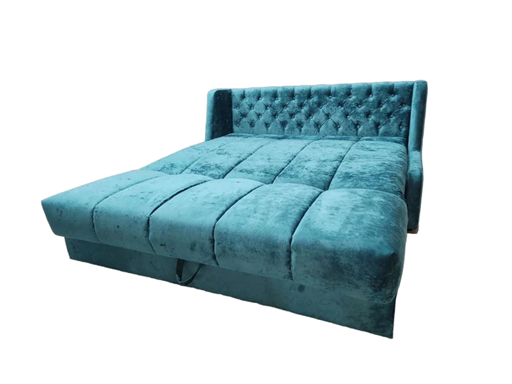 Прямой диван Аккордеон-Кровать 1,55 с каретной утяжкой, полоска (ППУ) в Ярославле - изображение 4