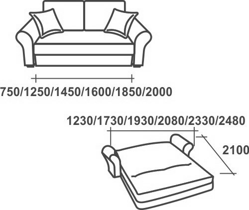 Прямой диван Аккордеон-1, 120 (круглые подлокотники), НПБ в Ярославле - изображение 2