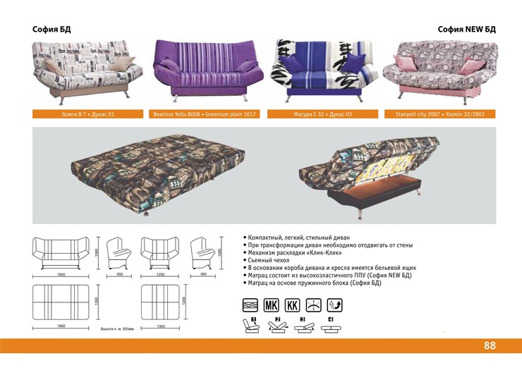 Прямой диван София Люкс пружинный блок в Ярославле - изображение 6