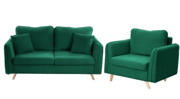 Комплект мебели Бертон изумрудный диван+ кресло в Ярославле - предосмотр