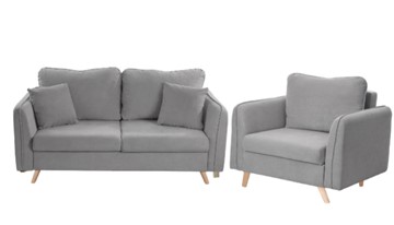 Комплект мебели Бертон серый диван+ кресло в Ярославле - предосмотр