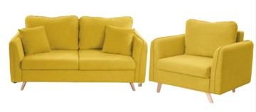 Комплект мебели Бертон желтый диван+ кресло в Ярославле