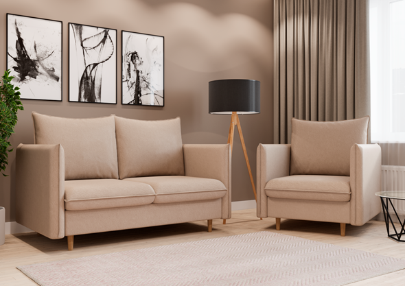 Комплект мебели диван и кресло Гримма бежевый в Ярославле - изображение