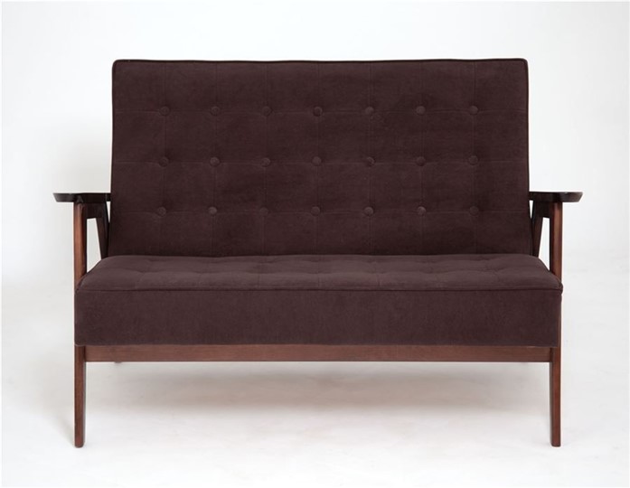 Прямой диван Ретро, двухместный (темный тон / RS32 - коричневый) в Ярославле - изображение 1