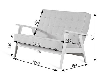 Прямой диван Ретро, двухместный (беленый дуб / RS 29 - бирюзовый) в Рыбинске - предосмотр 3