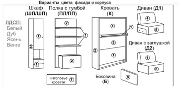 Диван Кровать-трансформер Smart (ШЛ+КД 1400+Пуф), шкаф левый, правый подлокотник в Ярославле - предосмотр 1