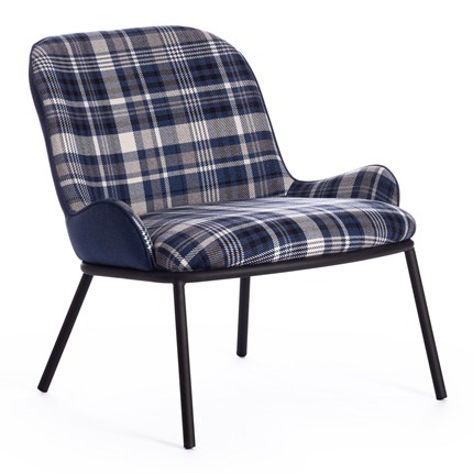 Кресло DUKEN (mod. 0179322) металл/ткань, 79х59х66 см, синий/синяя шотландка/черный в Ярославле - изображение