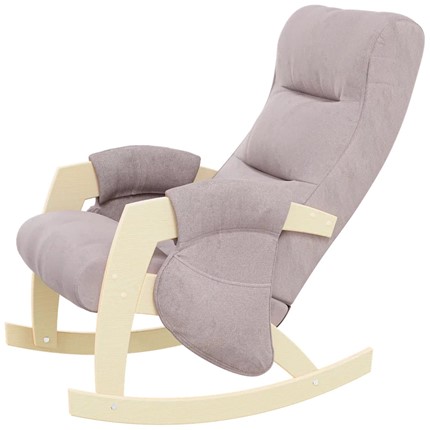 Кресло-качалка ЭЛИТ с карманами Джанни (каркас дуб, сиденье серо-розовое) в Ярославле - изображение