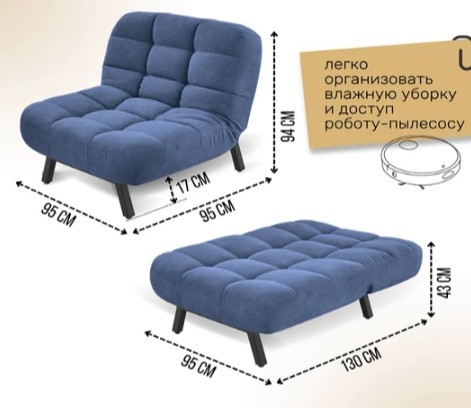 Кресло на ножках Абри опора металл (синий) в Рыбинске - изображение 11