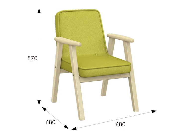 Мягкое кресло Ретро ткань лайм, каркас лак в Ярославле - изображение 5