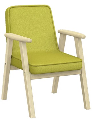 Мягкое кресло Ретро ткань лайм, каркас лак в Ярославле - изображение