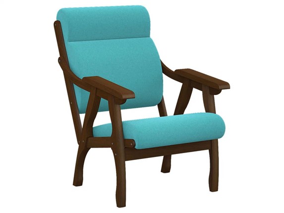 Мягкое кресло Вега 10 ткань бирюза, каркас орех в Ярославле - изображение