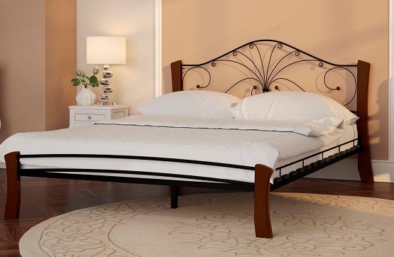 Кровать спальная Фортуна 4 Лайт, 1600, черный/махагон в Ярославле - изображение
