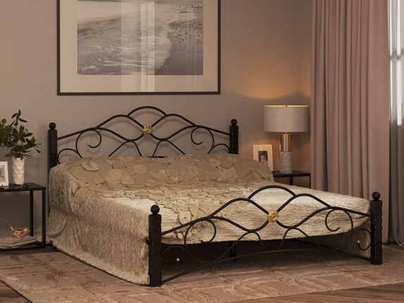 Кровать 2-спальная Гарда 3, 160х200, черная в Ярославле - изображение