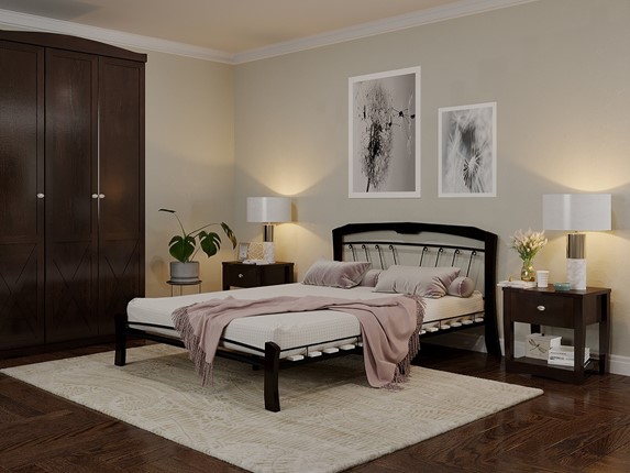 Кровать 2-х спальная Муза 4 Лайт, 1600, черный/шоколад в Ярославле - изображение