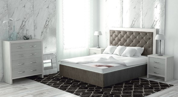 Кровать с подъемным механизмом Манхэттен 160х200 (с коробом), высота спинки - 140 см в Ярославле - изображение