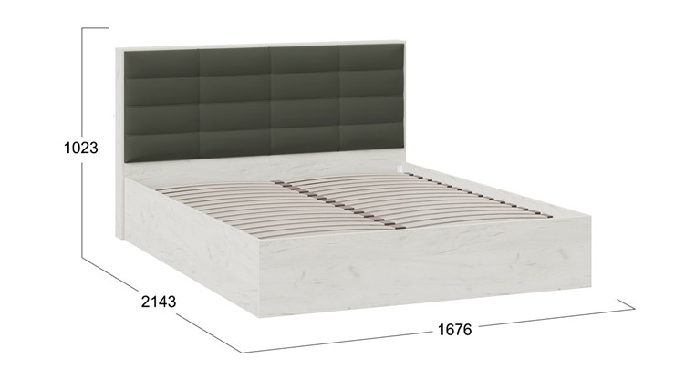 Кровать спальная Агата тип 1 (Дуб крафт белый, Велюр Серый) в Ярославле - изображение 3