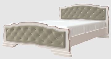 Спальная кровать Карина-10 (Дуб Молочный, светлая обивка) 160х200 в Ярославле