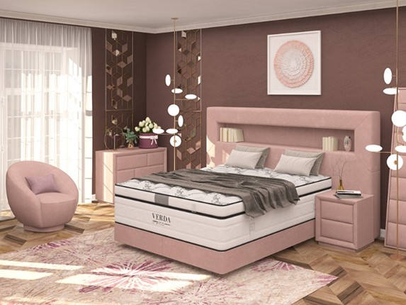 Кровать Smart/Podium M 160х200, Флок (Велсофт Винтажный розовый) в Ярославле - изображение