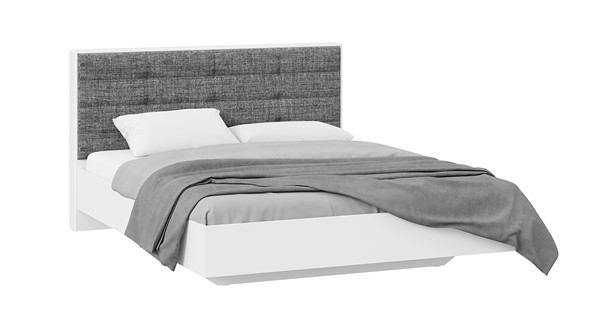 Кровать в спальню Тесса (Белый Жемчуг/Рогожка серая) в Ярославле - изображение