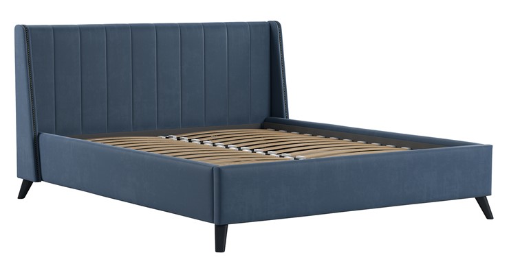 Кровать с механизмом Мелисса 160,арт. Тори 83 велюр (серо-синий) + кроватное дно в Ярославле - изображение 1