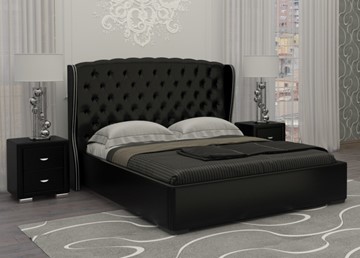 Кровать спальная Dario Grace 160x200, Экокожа (Черный) в Ярославле