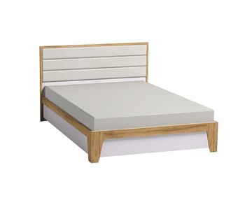 Полутороспальная кровать Айрис 308 1400 с гибкими ламелями металл, Белый-Дуб золотистый в Ярославле