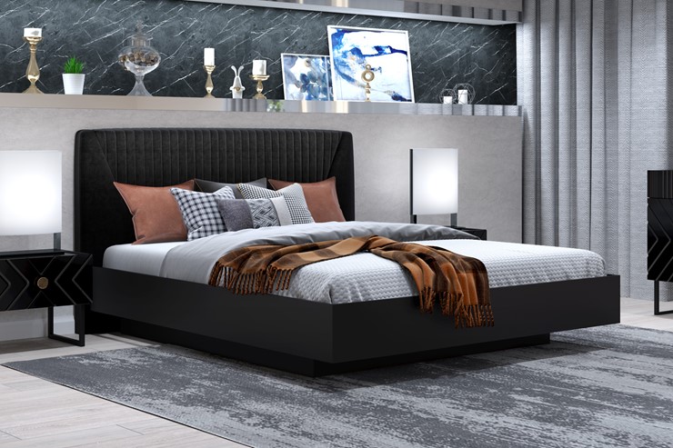 Кровать с механизмом 2х-спальная Марсель-11 (Черный, ткань Fenix black) 1800 в Рыбинске - изображение 2