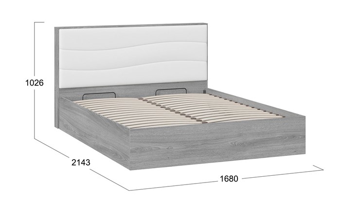 Кровать с механизмом 2-спальная Миранда тип 1 (Дуб Гамильтон/Белый глянец) в Рыбинске - изображение 1