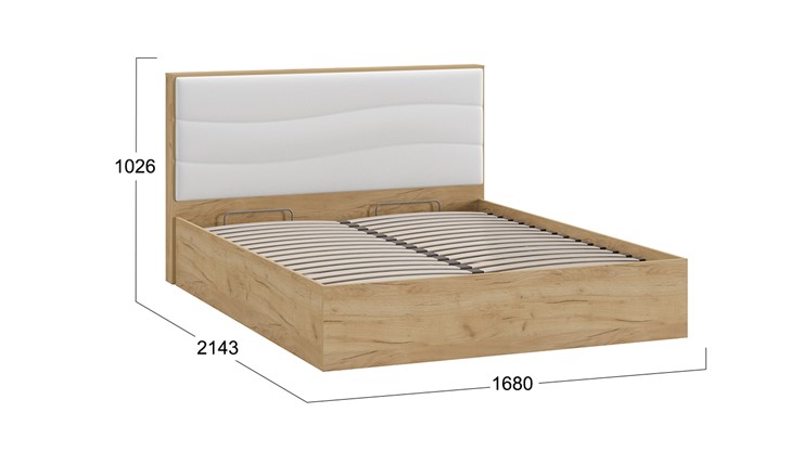 Кровать с механизмом двуспальная Миранда тип 1 (Дуб крафт золотой/Белый глянец) в Ярославле - изображение 1