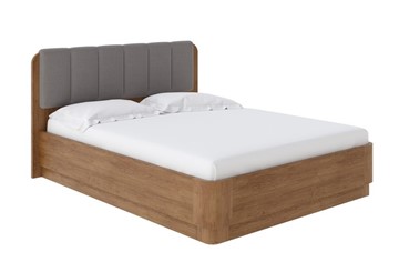Кровать с подъемным механизмом Wood Home 2 160х200, Велюр (Антик (сосна) с брашированием/Лама Светло-серый) в Ярославле