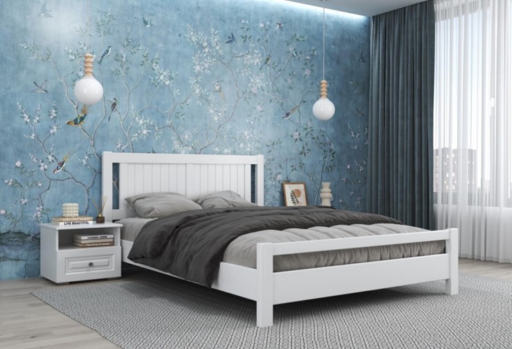 Кровать в спальню Ванесса из массива сосны (Белый Античный) 160х200 в Ярославле - изображение 1