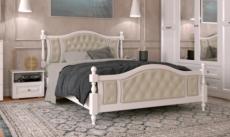 Спальная кровать Жасмин (Белый античный) 160х200 в Ярославле - изображение 1