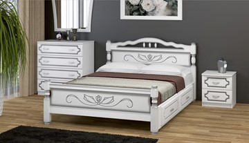 Кровать с выкатными ящиками Карина-5 (Белый Жемчуг) 160х200 в Ярославле