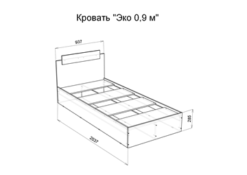 Спальная кровать Эко 900 ЛДСП, Дуб вотан/Белый в Рыбинске - предосмотр 1