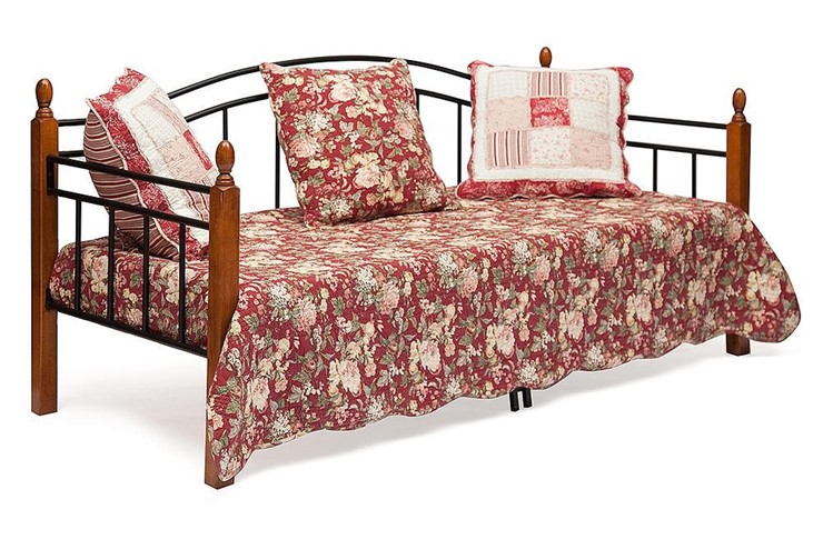 Спальная кровать LANDLER дерево гевея/металл, 90*200 см (Day bed), красный дуб/черный в Ярославле - изображение 1