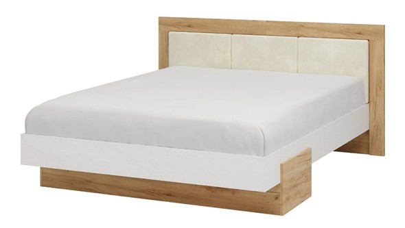 Кровать полутороспальная Тоскана 1400 (Дуб крафт золотой/Белый поры глубокие) с основанием в Ярославле - изображение
