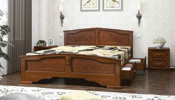 Кровать с выкатными ящиками Елена (Орех) 140х200 в Ярославле - изображение