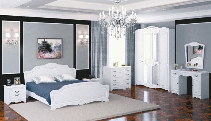 Гарнитур спальный Лотос (Лак-Белый Жемчуг) в Ярославле - изображение