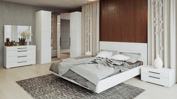 Гарнитур спальный Наоми №4, цвет Белый глянец в Ярославле - изображение
