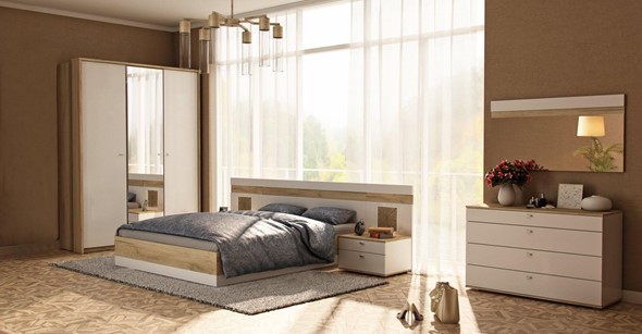 Модульная спальня Фиджи №1, Дуб золотой/Белый в Ярославле - изображение