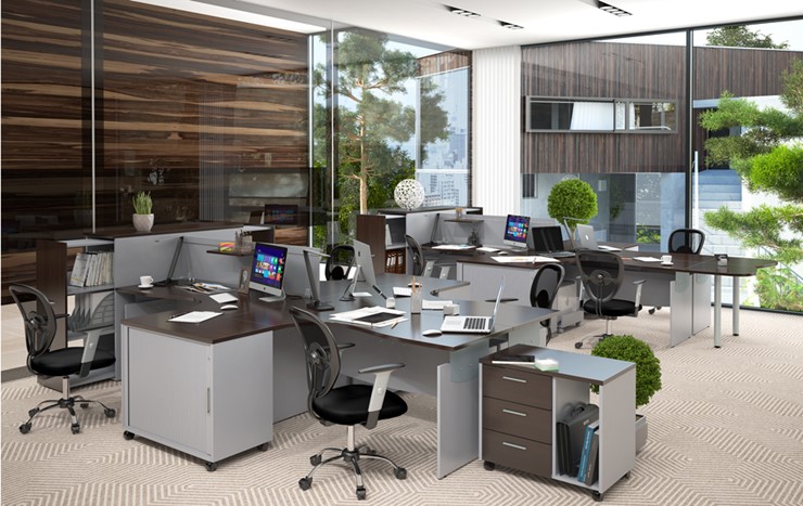 Комплект офисной мебели OFFIX-NEW для двух сотрудников и руководителя в Рыбинске - изображение 1
